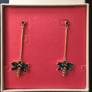 Ted Baker London Corolen Gold Tone Crystal Dragonfly Drop Earrings NIB